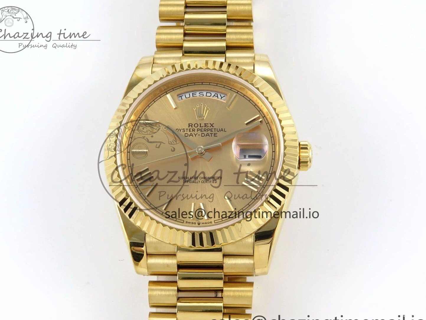 0504 QuickDry Day Date 40 YG 228238 KF 1:1 Best Edition YG Roman Dial on President Bracelet VR3255 (Gain Weight) 839
